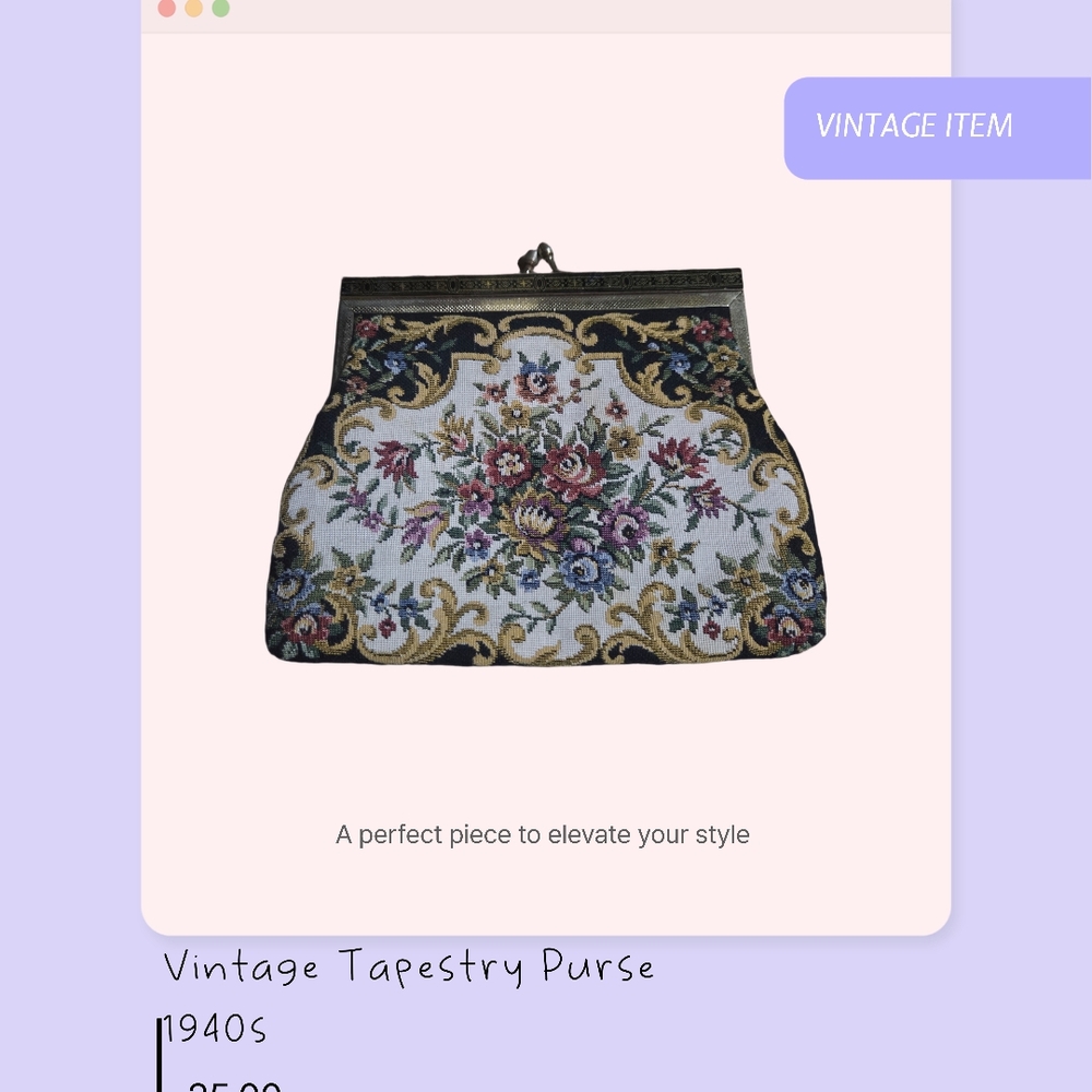 Floral Tapestry Purse - Black and Multicolor